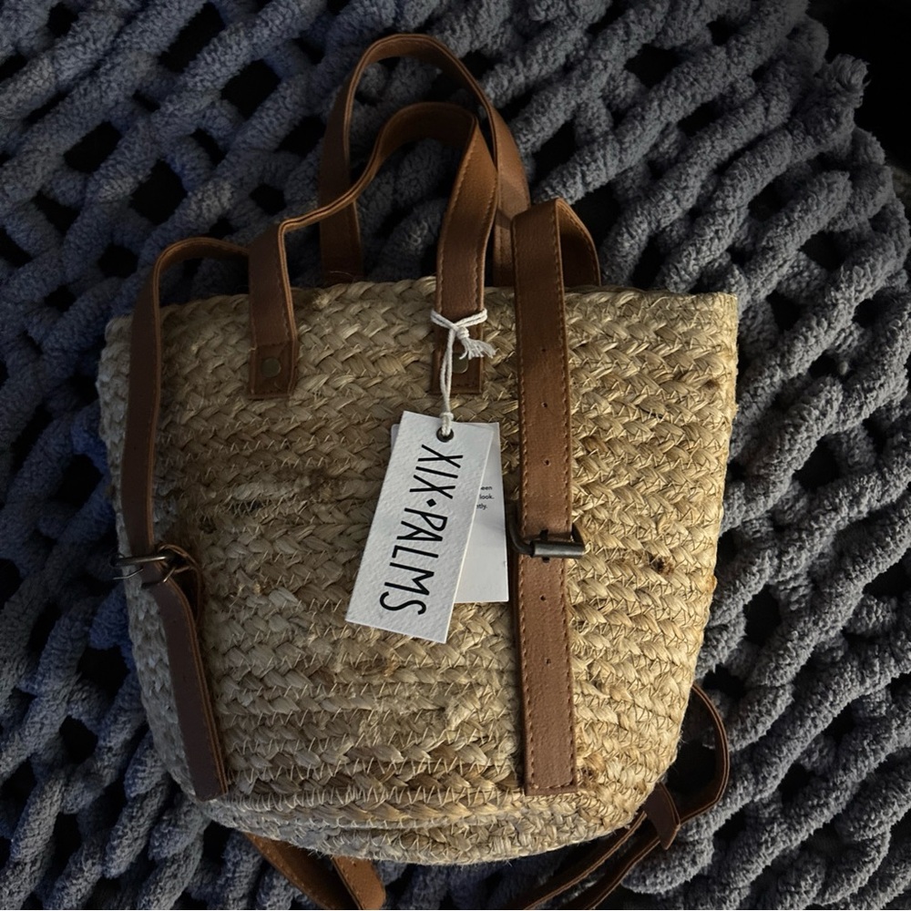 NWT XIX Palms Jute Wine Tote